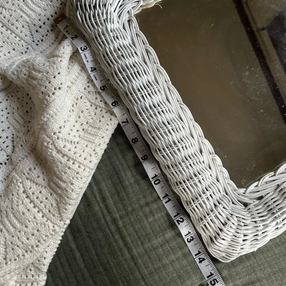 Vintage White Wicker Wall Mirror